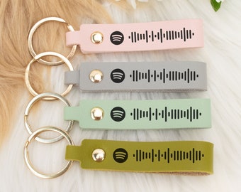 Porte-clés scannable Spotify Code, porte-clés en cuir de code musical personnalisé, cadeau d’amateur de musique, porte-clés personnalisé, cadeau du meilleur ami, cadeau d’anniversaire