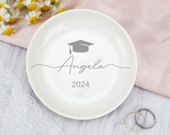 Gepersonaliseerde Afstudeersieraden Schotel, Afstudeercadeaus voor haar, College Afstuderen, Aangepaste Trinket Dish, Dochter Grad Gift, Klasse van 2024 Cadeau