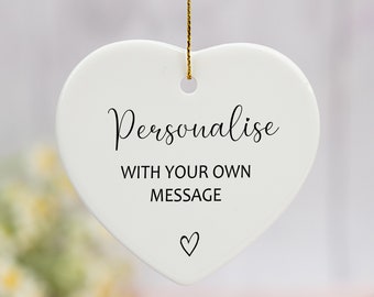 Personalised ANY MESSAGE Birthday Anniversary Gifts for Him Her, Custom Ceramic Heart Hanging Plaque Home Decoration Handmade Gift