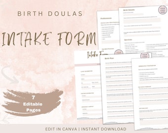 Birth Doula Intake Forms | Editable Template | Printable | Digital Download | Client Contracts | Business Forms | Instant Download