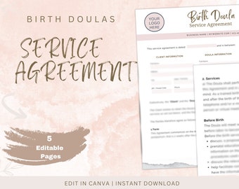 Birth Doula Service Agreement | Editable Contract Template | Digital Download | Doula  Contract | Business Form | Birth Doula Forms