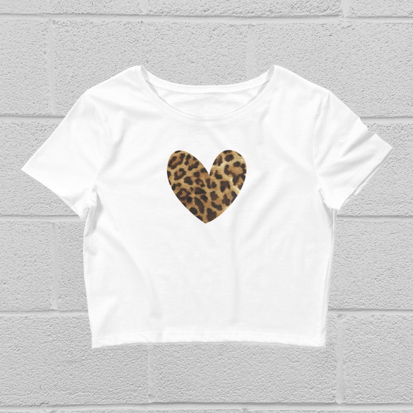 Cheetah Leopard Print Y2k Baby Tee, Animal Print Tee, Pinterest Style, Women’s Crop Tee