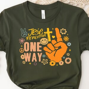Retro Groovy Jesus Revolution Shirt, Pointing Finger One Way Jesus Movement Tshirt, Christian Bookish Tee, Gift for Book Lover