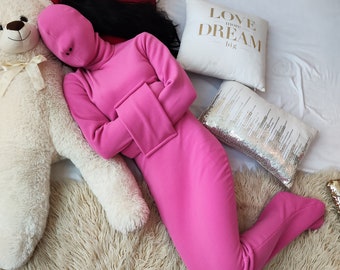 Pink soft fleece bondage sleepsack, straitjacket