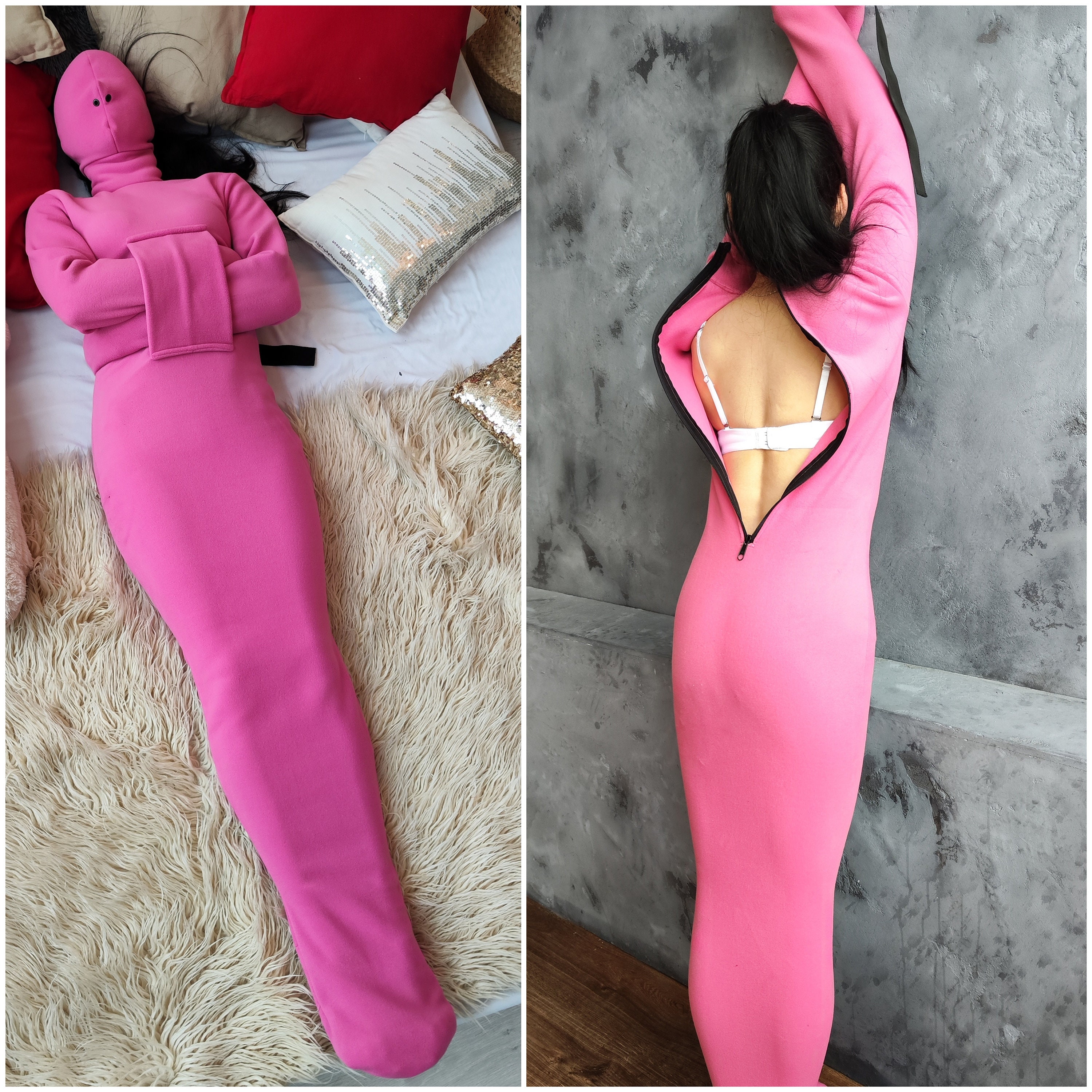 Pink Soft Fleece Bondage Sleepsack, Straitjacket 