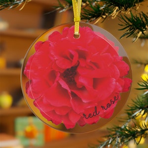 Red Rose Glass Suncatcher Ornament