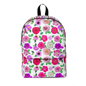 Pink Garden Party &quot;Dream of Tomorrow&quot; on White Backpack