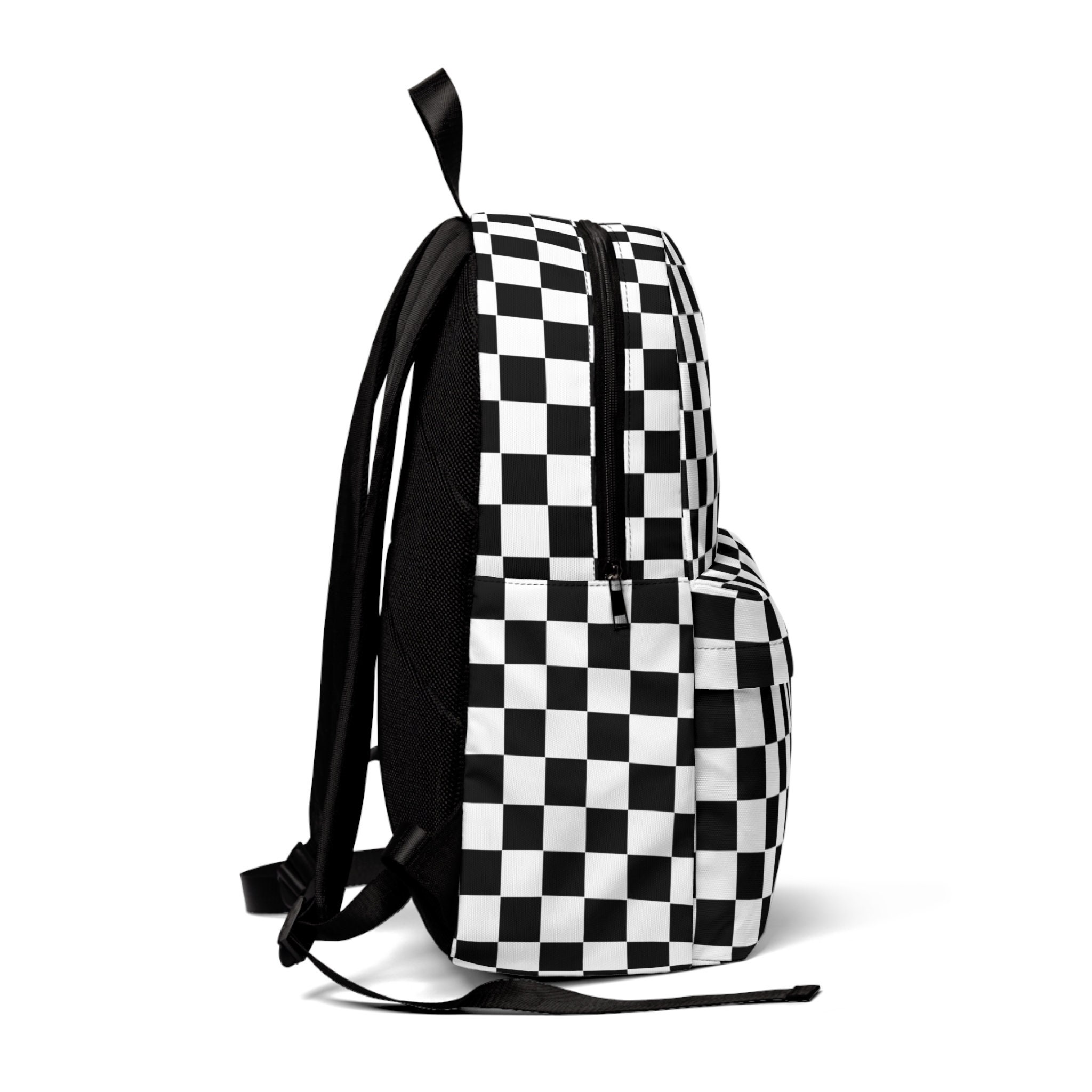 White Checkered Backpack Purse