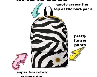 Black and White Zebra Stripes with Daisy Backpack