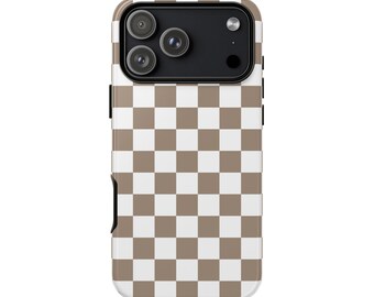 Brown Checker Phone Case for iPhone, Samsung Galaxy, and Google Pixel