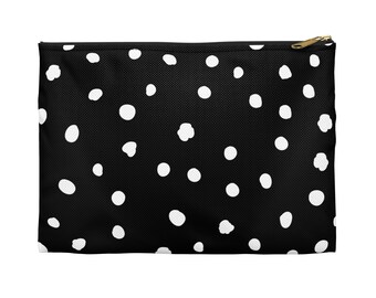 Black and White Polka Dots Accessory Pouch