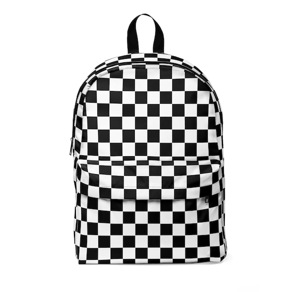 Black and White Checkered Backpack Etsy