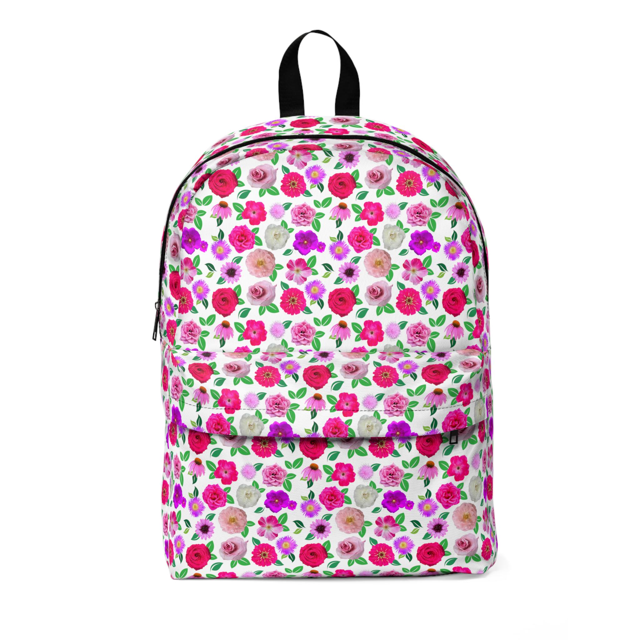 Pink Garden Party Tiny Print on White Backpack