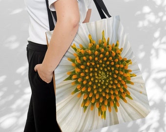 Giant Daisy Center Neutral Color Tote Bag