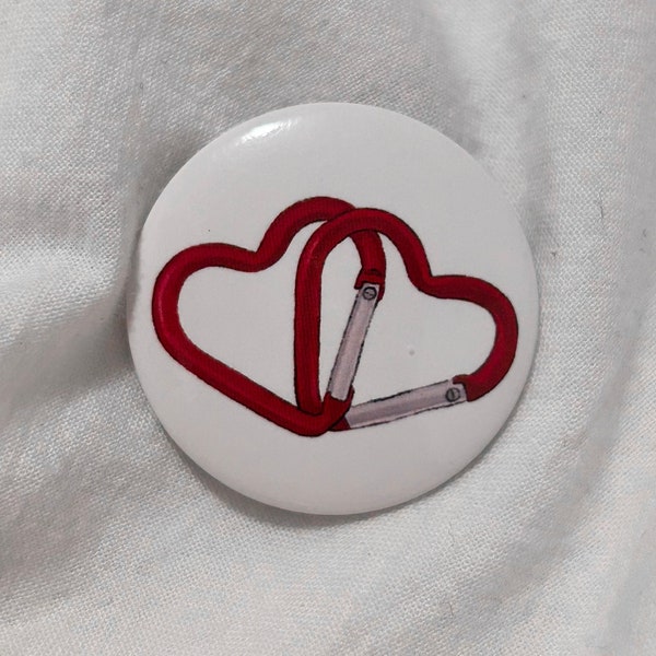 Linked Heart Carabiners Button