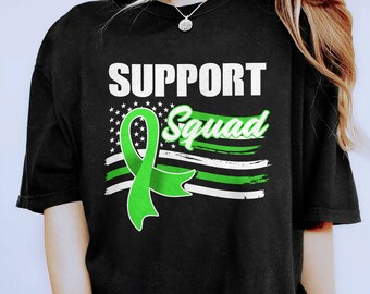 Lymphoma Awareness Support Squad Shirt, American Flag Lime Green Ribbon Shirt, Gift for Lymphoma Warrior