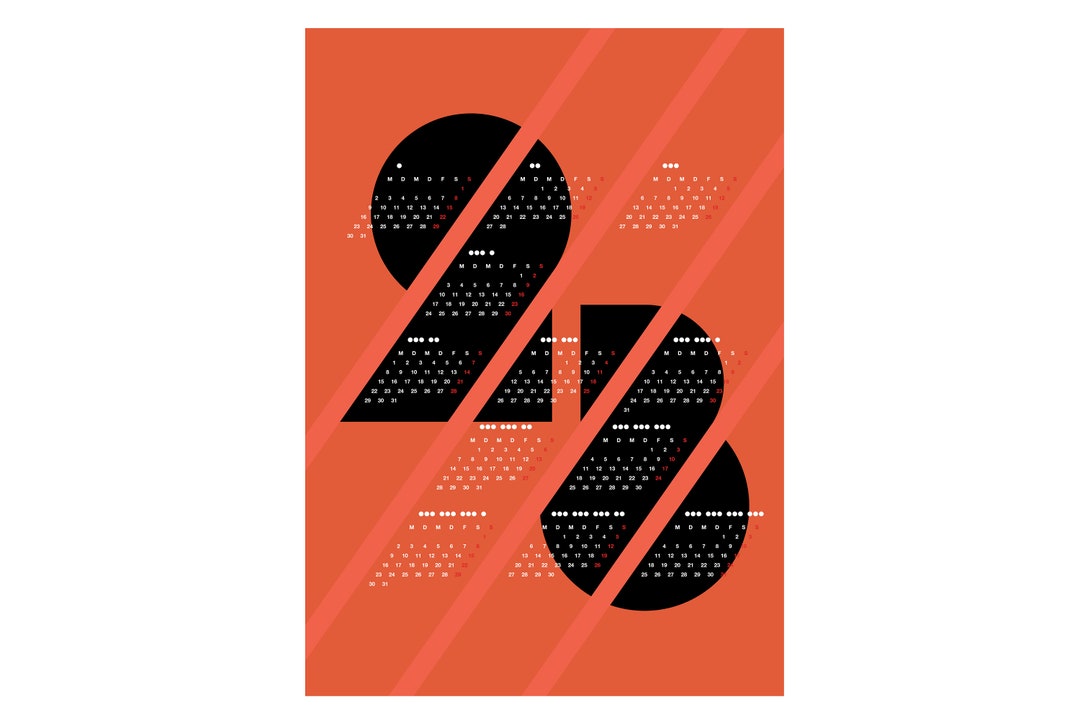 Typographic Wall Calendar 2023/ Poster Calendar/ Annual Etsy