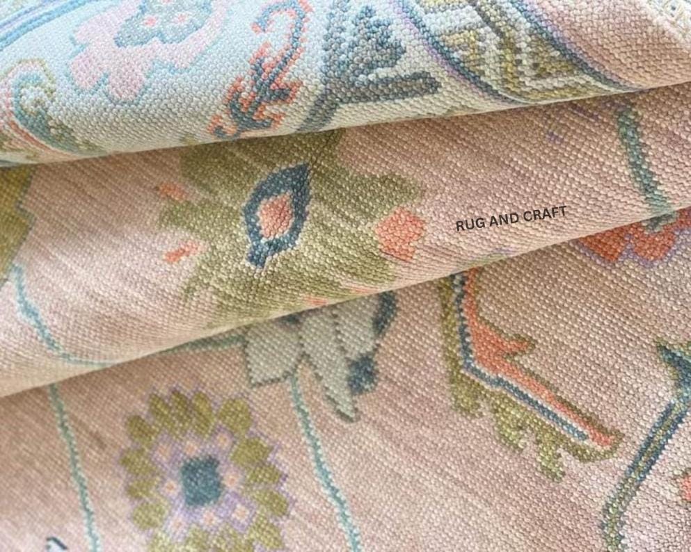 Stunning Soft Pink Turkish Oushak Hand Knotted Antique Fine Wool Rug 4x6 to 12x18 For Living Room Bed Room Office Kids Room And Kitchen Hall