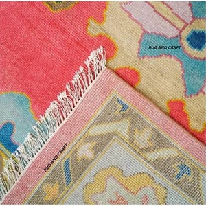 Elegant Pink Oushak Hand Knotted Fine Wool Rug 4x6 to 12x18 Durable For Living room, Bed room, Office, Kids room, Kitchen, and Entryway