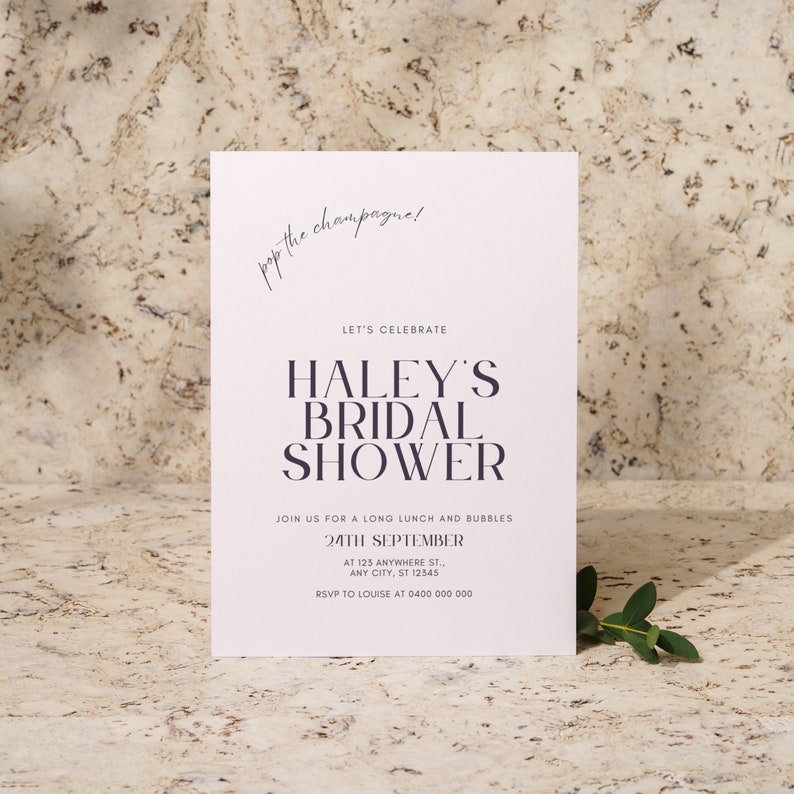 Bridal Shower Invite Template Simple Modern Minimalist Bridal Etsy