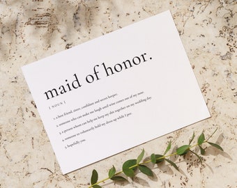 Minimal Maid of Honor Proposal Card Template, Personalized Will You Be My Maid of Honor Gift, Modern Funny Maid of Honor, Printable Card