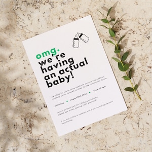 Editable Funny Baby Shower Invite Template, Minimal Baby Shower Invitation, Gender Neutral Invite, OMG Fun Baby Party Printable Template