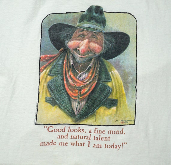 80s Vintage Ugly Cowboy Graphic T Shirt | Vintage… - image 2
