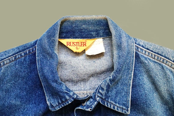 80s Vintage Rustler Jean Denim Jacket | Large - image 3