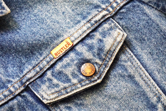 80s Vintage Rustler Jean Denim Jacket | Large - image 8