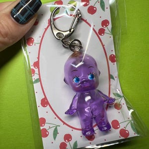 5cm Kewpie Doll Clear Keychain Pulple 1 piece Comes in a cute package, making it a great gift!