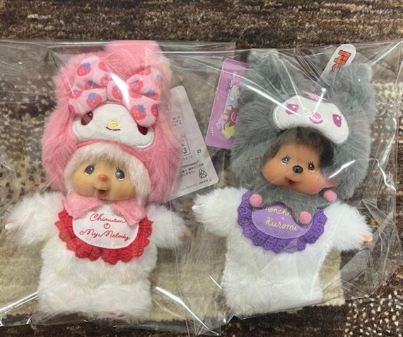 Set of 2! Super Cute My Melody and Kuromi Monchhichi Keychains