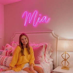 Custom Name Neon Sign for Dorm Room, Aesthetic LED Light for College Girls Bedroom Decor, Gift Kids Name Light, Dormitory Safe Night Light