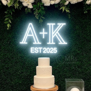 Custom Initials Neon Sign: Wedding Decor, Engagement Party Art
