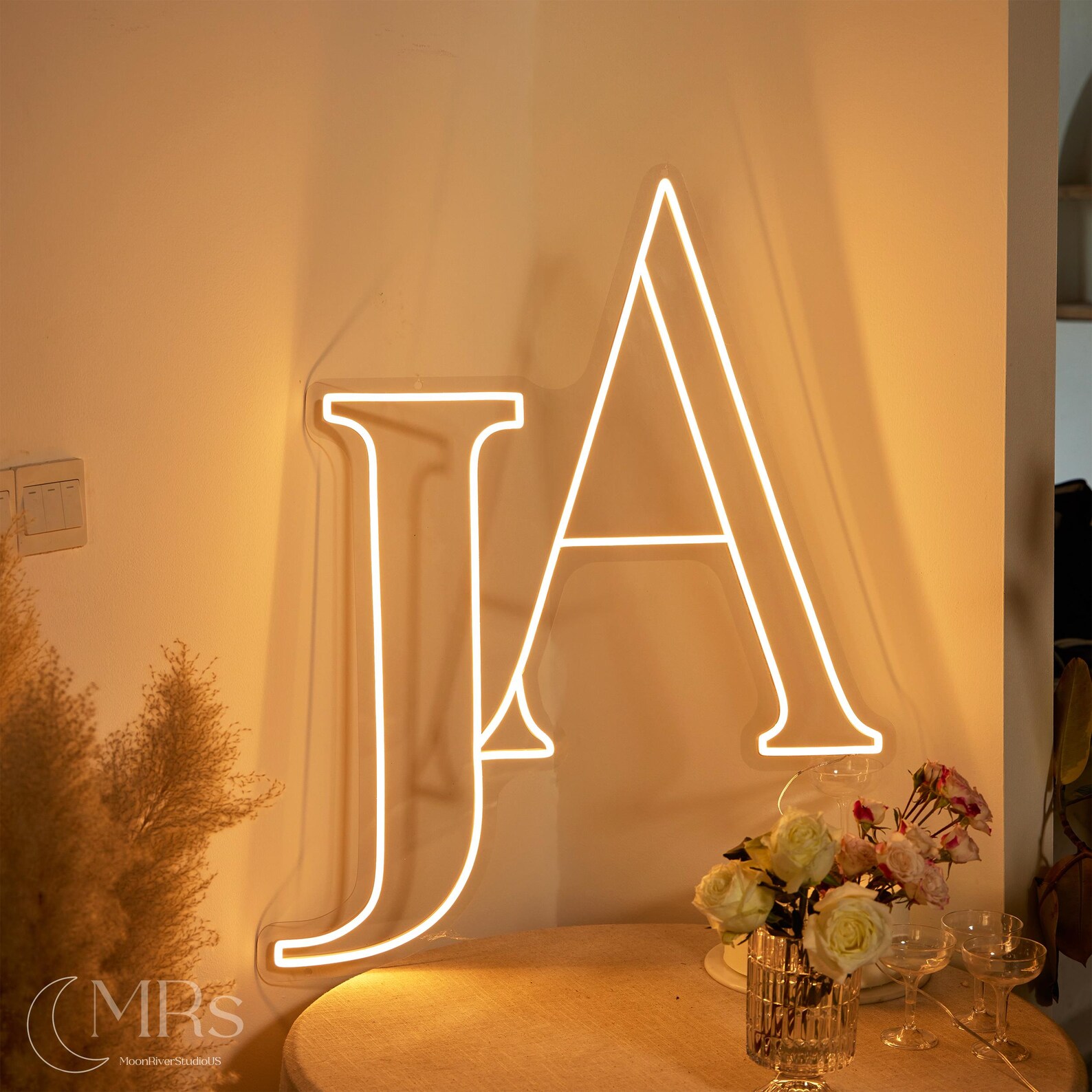Custom Couple Initials Neon Sign | Wedding LED Initials Light ...