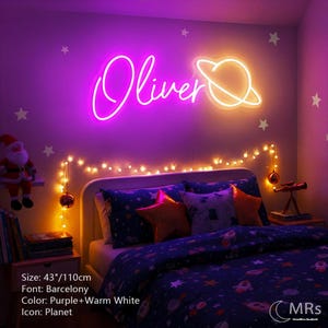 Letrero de neón con nombre personalizado, luz LED personalizada para niños y adolescentes, regalo de Navidad, decoración estética para dormitorio, letrero para residencia universitaria, decoración para habitación de adolescentes imagen 18