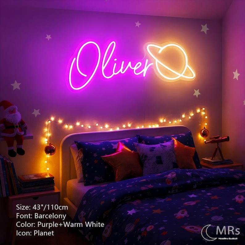 Letrero de neón con nombre personalizado, luz LED personalizada para niños y adolescentes, regalo de Navidad, decoración estética para dormitorio, letrero para residencia universitaria, decoración para habitación de adolescentes imagen 18