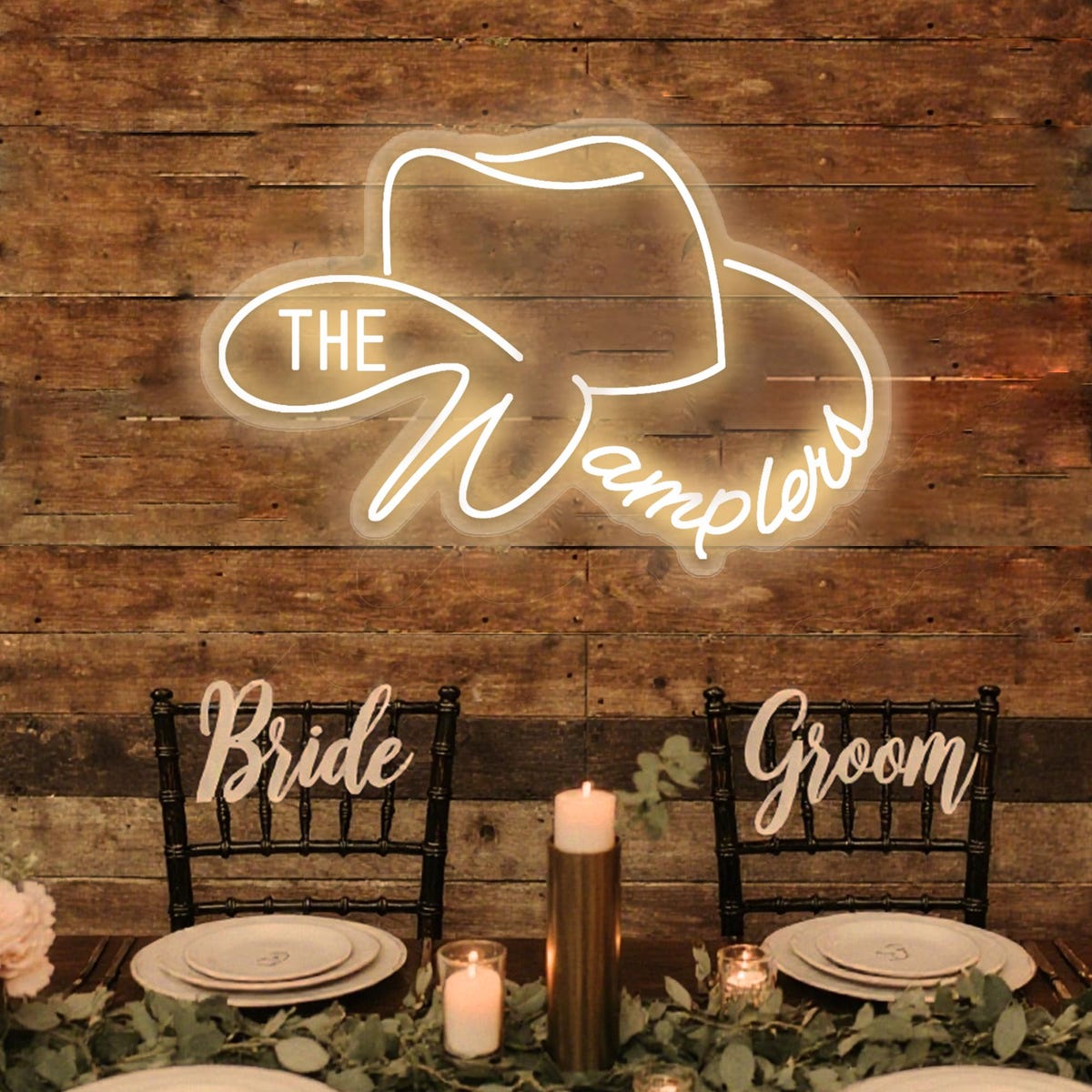 Custom Cowboy Hat Neon Sign, Western Wedding Decor
