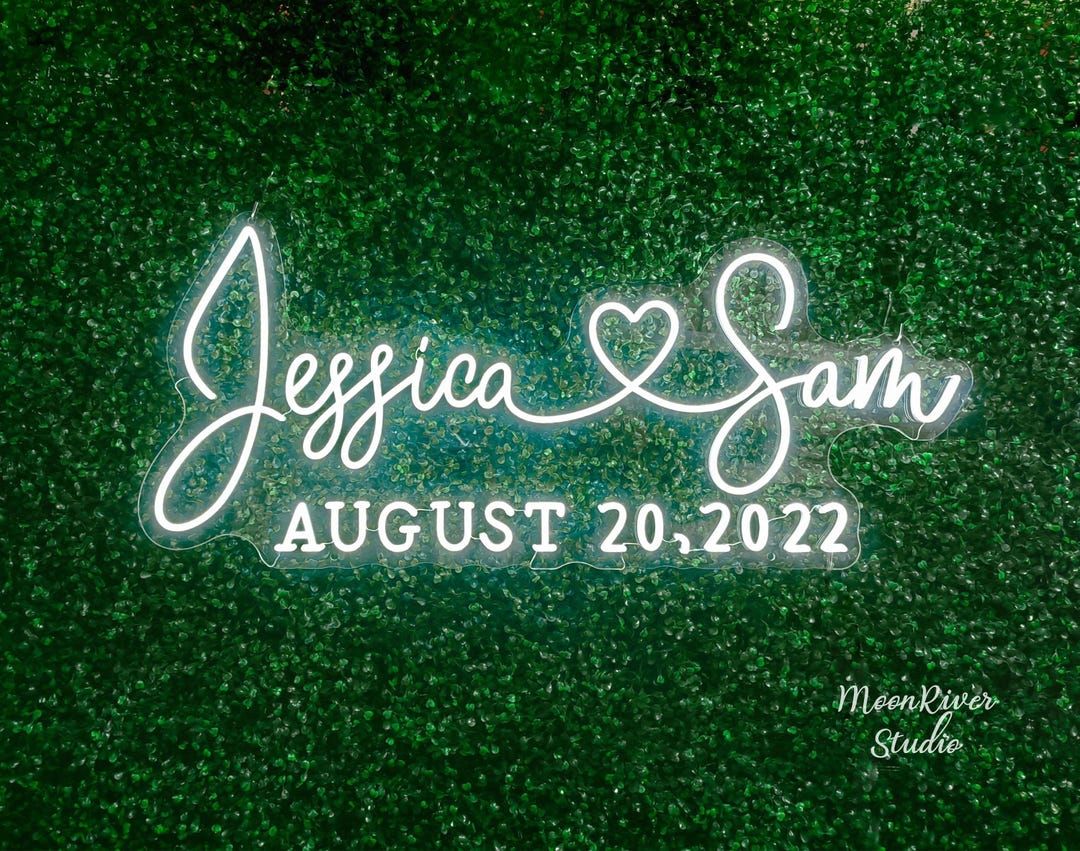 Custom Neon Wedding Name Sign With Est, Rustic Vintage Wedding Decor ...