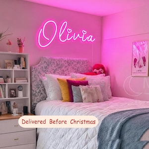 Letreiro de néon personalizado com nome, Letreiro de néon personalizado para menina, Luminária LED para quarto de bebê, Presente de Natal para adolescentes, Decoração de parede infantil, Letreiro de néon para quarto