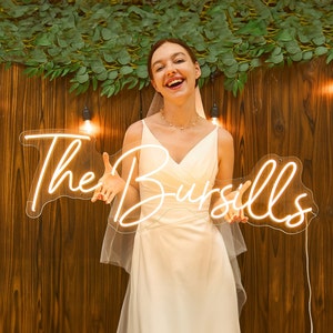 Insegna al neon personalizzata per decorazioni nuziali / Insegna al neon con cognome / Insegna al neon per matrimoni / Insegna con nome al neon / Insegna a LED per fondali nuziali / Regalo di nozze