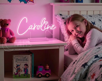 Letrero de neón personalizado con nombre para escritorio / Decoración estética para dormitorio universitario / Lámpara de mesa LED independiente / Regalo ideal para chicas adolescentes que se mudan a la universidad