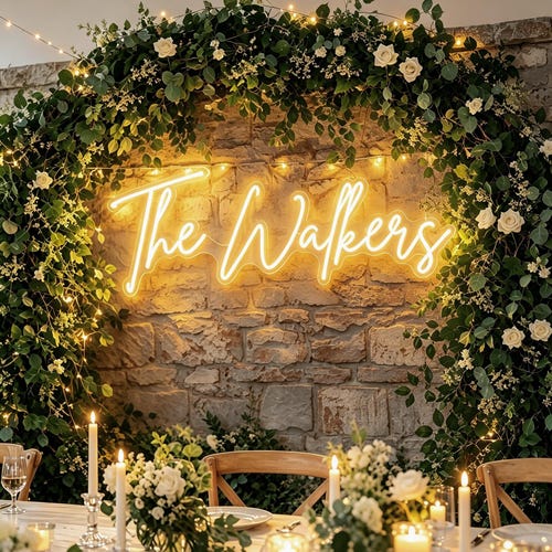 Custom Wedding Neon Sign, Personalized Last Name LED Light, Sweetheart Table Decor, Wedding Reception Backdrop, LED Decor for Modern Wedding