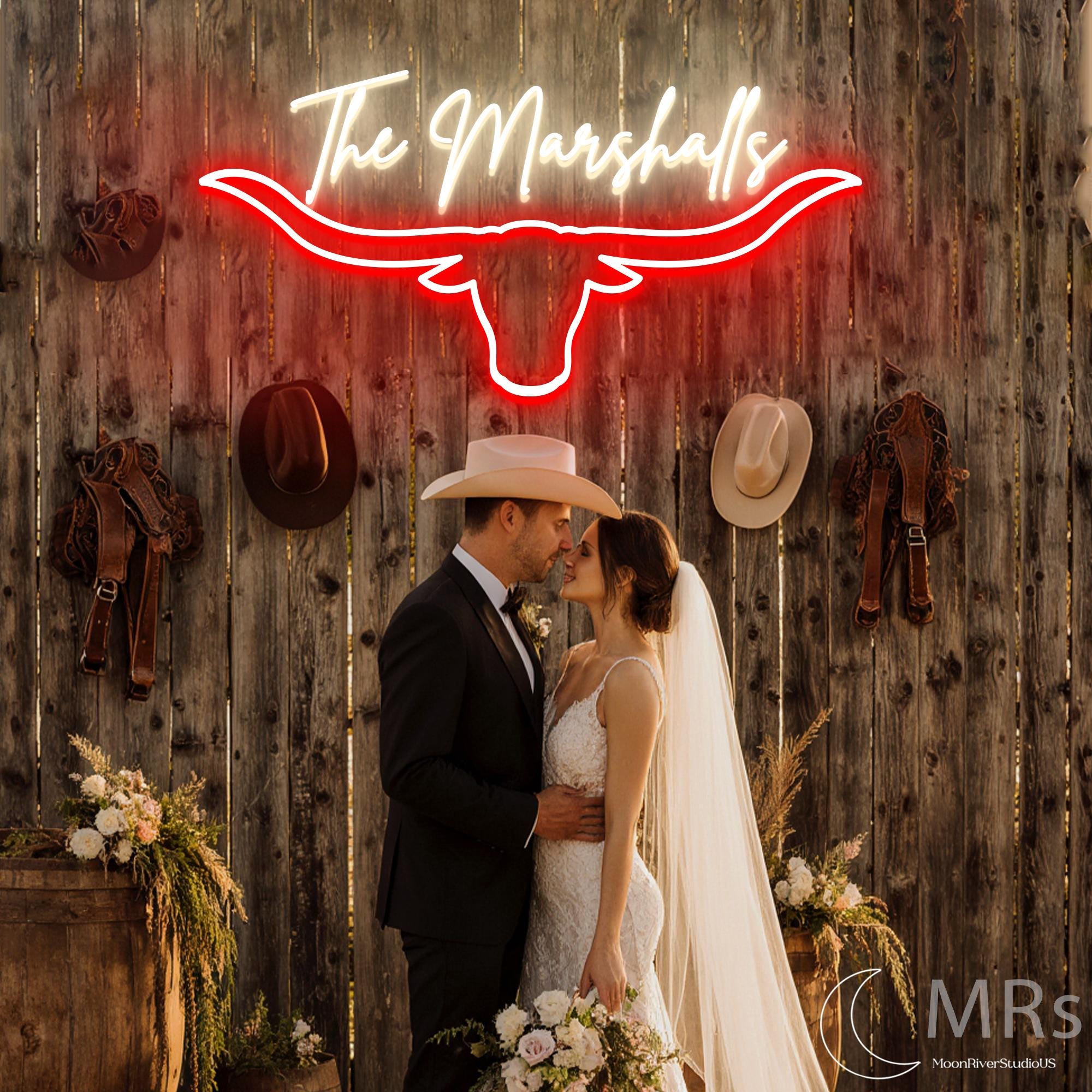 Custom Longhorn Bull Neon Sign, Western Wedding LED Decor, Rustic Ranch ...