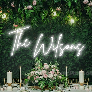 Insegna al neon personalizzata per decorazioni nuziali, decorazioni rustiche per matrimoni, insegna al neon con cognome, insegna luminosa per matrimoni, insegna per matrimoni, a batteria