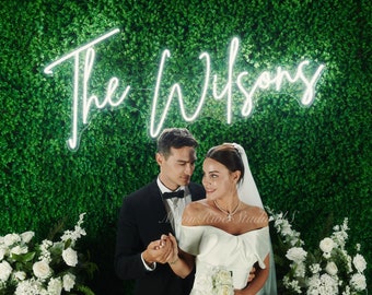 Letrero de neón personalizado para decoración de bodas, letrero de neón con apellido, letrero de neón para boda, letrero de neón con nombre, letrero LED para fondo de boda, regalo de boda