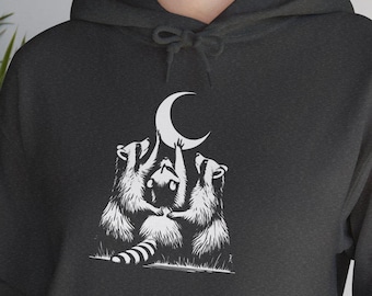 Felpa con cappuccio divertente con procione selvatico / Felpa con stampa di animali selvatici / Regalo per amanti degli animali / Creature selvatiche / Amanti della natura