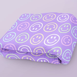 Smiley Faces Plush Soft Throw Blanket / Colorful Cozy Throw Blanket / Pastel happy face gift