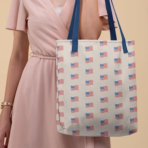 American Flag Tote Bag, Patriotic Shoulder Bag, USA Flag Shopping Bag, Fourth of July Purse, Memorial Day Handbag