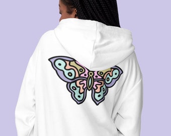 Moletom com capuz de borboleta, Moletom retrô de borboleta, Camiseta para amantes de borboletas, Moletom com estampa de animal, Presente para amantes de animais, Moletom com capuz estampado, Presente para ela