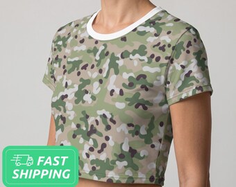 Forest Camo Crop Top / Camouflage Crop Top / Camouflaged Crop Top / Crop Tee